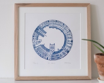 Linograbado del St. John's College de Cambridge, regalo de graduación