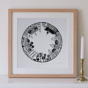 Cambridge University Graduation Gift, Newnham College Cambridge Original Linoprint- Stylish present - Gift for him - Gift for her