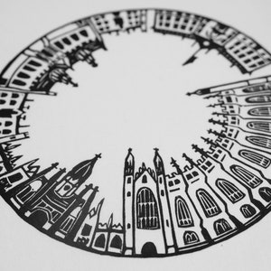 Cambridge University Graduation Gift, King&#39;s College Cambridge Original Linoprint- Stylish present - Gift for him - Gift for her