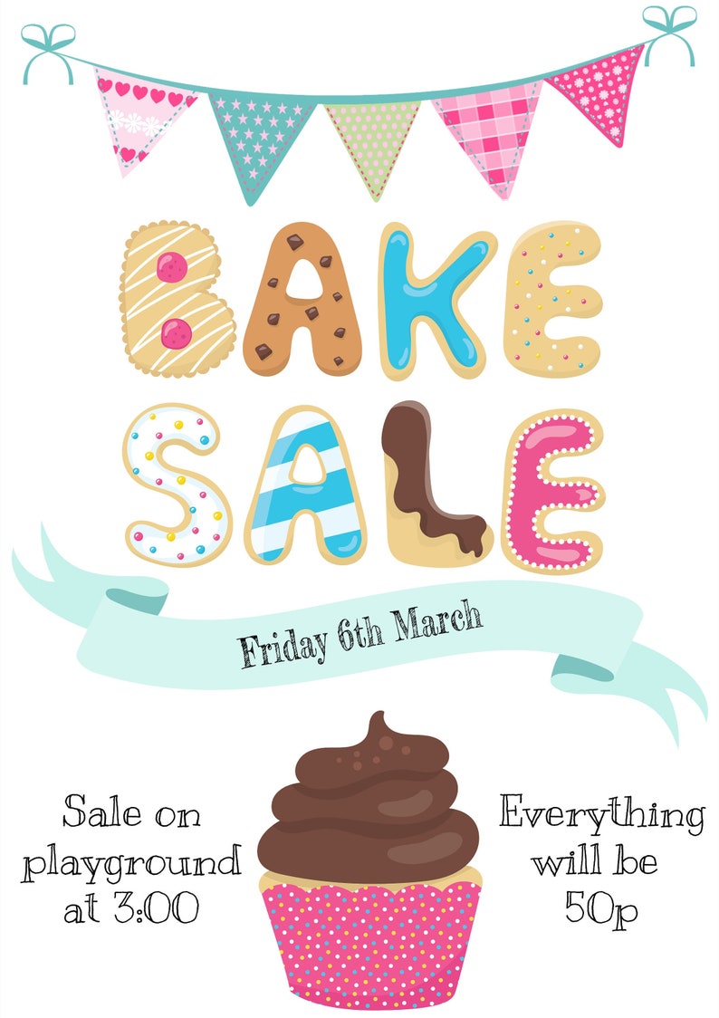 INSTANT DOWNLOAD, Editable, Bake Sale Flyer, Bake Sale, Fundraiser ...