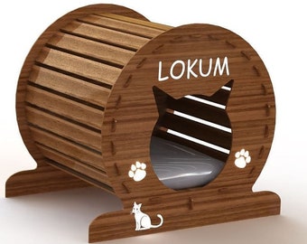 Wood Cat House, personalized cat house, large cat house, pet bed, pet furniture, indoor cat house, Pets accessories, cat sleeping house -1.1