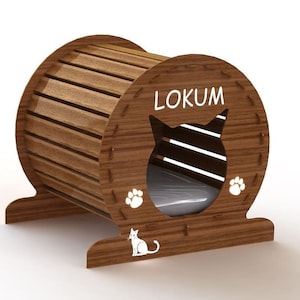 Wood Cat House, personalized cat house, large cat house, pet bed, pet furniture, indoor cat house, Pets accessories, cat sleeping house -1.1