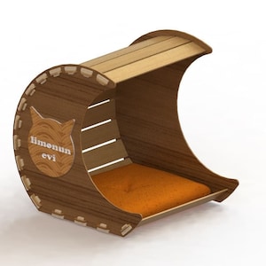 Holz Katzenhaus, personalisiertes Katzenhaus, großes Katzenhaus, Haustierbett, Haustiermöbel, Katzenhaus, Haustiere Zubehör, Katzenschlafhaus -1,6
