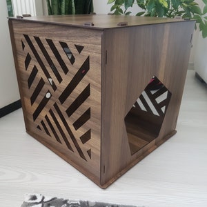 Wood Cat House, Personalized Cat House,Modern Cat House, Indoor cat Castle, Cat Furniture, Extra Large Cat House, Cat Bed,