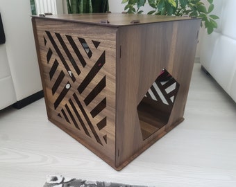 Wood Cat House, Personalized Cat House,Modern Cat House, Indoor cat Castle, Cat Furniture, Extra Large Cat House, Cat Bed,