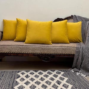 Decorative Velvet Cushion Cover – Elegant Yellow  Velvet Cushion – 18 X 18Inch Size – Premium Sofa Pillow Cover For Living Room