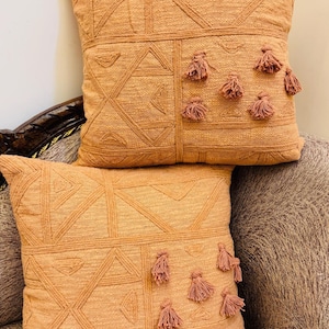 Handwoven Wool Jute Pillow Cover: Boho Tufted Accent Cushion