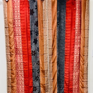 Indian Handmade Silk Saree Fabric Curtain Decorative Boho Hippie Curtain, Room Decor Curtain Window