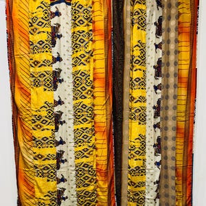 Silk Curtain Boho Saree Curtains | Handmade Strips Curtains For Bohemian Window Decor Hippie Bedroom | Bed Canopy Curtains