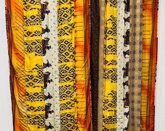 Boho Seiden Saree Vorhänge: Indischer Upcycled Stoff, Boho Fenster Dekoration