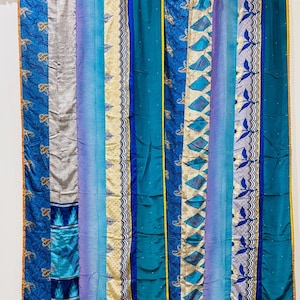 Bohemian Saree Curtains Upcycled Handmade Curtain With Silk Saree Strips Window and door Sheer Hippie Curtain Sari Drape For Home Decor