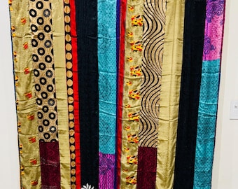 Upcycled Seidensari Vorhänge: Boho Tür oder Fenster Dekor