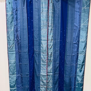 Handmade Upcycled Curtain With Silk Saree Strips Bohemian Saree Curtains Window and Door Hippie Curtain Sari Drape For Home Decor