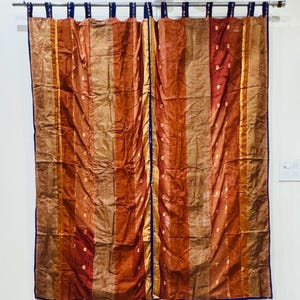 Indian Vintage Silk Sari Fabric Curtains Handmade Decorative Boho Hippie Curtain, Room Decor Curtain, Window Decor