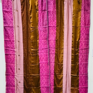 Silk Sari Curtains 84&quot;/36&quot; Light-Filtering Drapes Boho Curtains Collection backdrop Bed Canopy, Colorful panels For Living/Bedroom