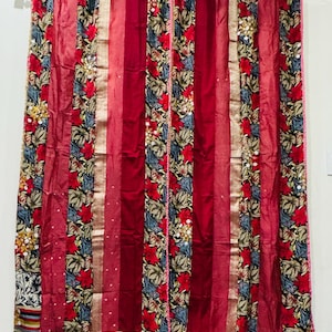 Hippie Boho SILK Curtain Panels, Rainbow Floral Bohemian Room Canopy Decor, Psychedelic 70s Aesthetic Dorm Decor, Wall Hanging, Home Gift