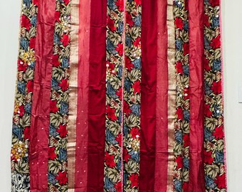 Boho Floral Seidenvorhang Panels: Upcycled Sari Stoff, Boho Decor