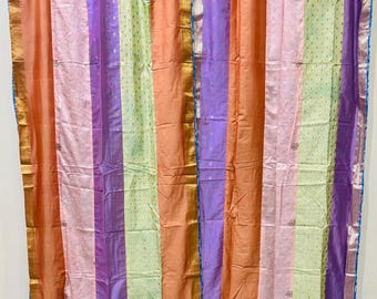 Handgemachte Upcycled Sari Seide Panels: Boho Fenster Dekor