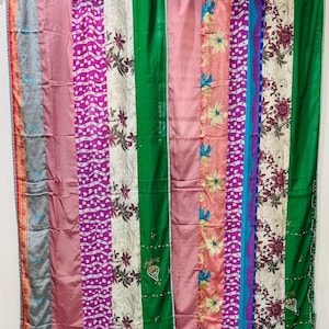 Indian Handmade Silk Saree Fabric Curtain Decorative Boho Hippie Curtain, Bohemian Door Curtain, Room Decor, Colorful Curtain