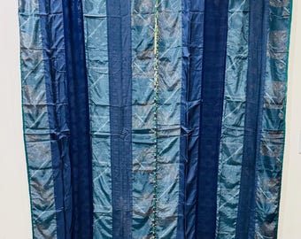 Boho Seide Sari Vorhänge: Indischer Upcycling Stoff, Boho Dekor - 216 x 182 cm