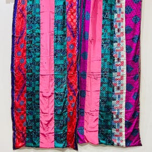 Indian Recycled Silk Sari Curtain 84&quot;x 36&quot; Each Panel Old Silk Sari Multicolor Boho Door Window Shower Living room Curtains