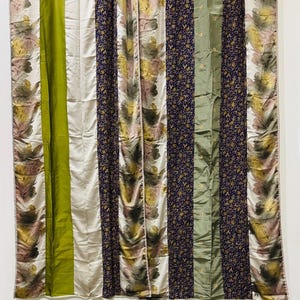 Recycled Sari Curtain Drape Indian Handmade Silk Saree Fabric Curtain Decorative Boho Hippie Curtain, Room Decor , Window Decor Curtain
