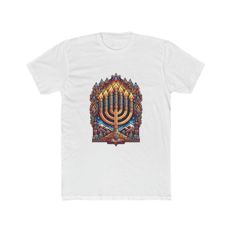 Men's bold Menorah With Torah Cotton Crew hebrew Israelite Tee Etsy