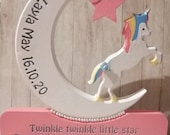 Twinkle Twinkle littler star do you know how loved you are Unicorn freestanding baby children plaque
