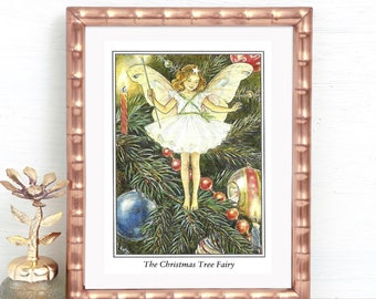 The Christmas Tree Fairy, Unframed, Vintage Flower Fairy Print, Flower Fairies of the Winter, Flower Fairies, Cicely Mary Barker, Book Print