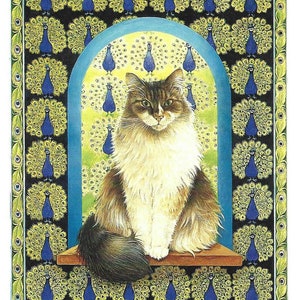 Small Cat Print by Lesley Anne Ivory, Vintage Print, Agneatha, Peacocks, Persian, Unframed, Wall Art, Book Page, Cat Lover Gift, Pet Cat image 2