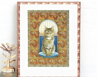 Small Cat Print by Lesley Anne Ivory, Vintage Cat Print, Cat Sitting, Unframed, Wall Art, Book Page, Cat Lover Gift, Cats, Pet Cat