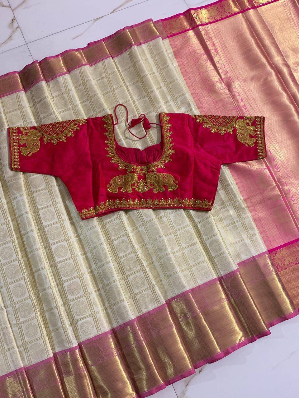 Weaving Silk Saree With Rich Contrast Zari Wooven Pallu n Rich | Etsy