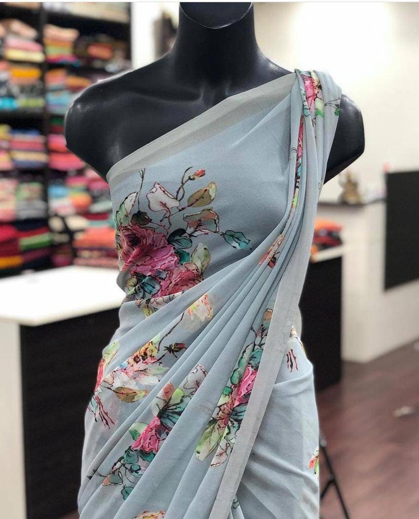 Heavy Soft georgette saree and blouse for womenindian | Etsy