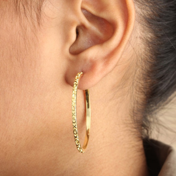 Hugs and kisses hoop earrings sale
