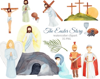 Religious Easter clipart, The Easter story, Jesus Risen, Cross PNG, Bible clipart