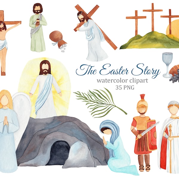 Religious Easter clipart, The Easter story, Jesus Risen, Cross PNG, Bible clipart