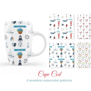Cape Cod Muster, Decoupage Papier, digitaler Hintergrund, Aquarell Clipart, Andenken Produkte