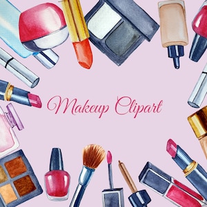 Watercolor makeup clipart, Fashion clipart, Girls planner stickers, Beauty blogger clipart