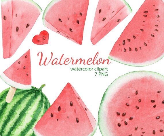 Watermelon clipart. Watercolor fruit, summer clipart. Watermelon birthday, watermelon party, one in a melon