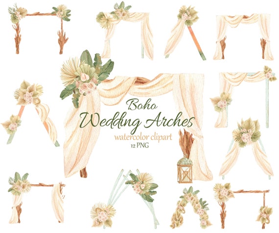 Boho Clipart Woodland Clipart Wedding Clipart Watercolor Boho Canopies