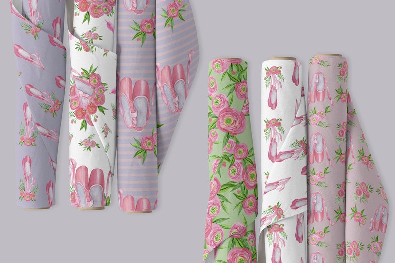 Floral Ballet Shoes Digital Papers Set. Ballerina Scrapbooking - Etsy