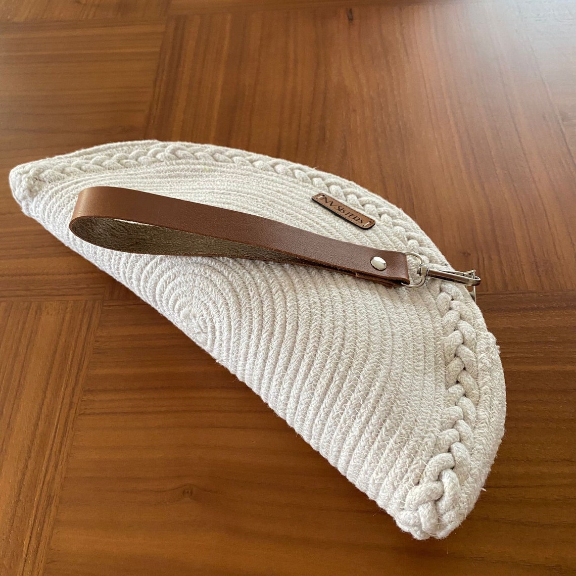 Straw clutch handbag main image 1