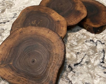 Black Walnut Wood Coasters, Rustic Wood, Wood Slices, Reclaimed Wood, Live Edge, Handmade, Upcycled Wood