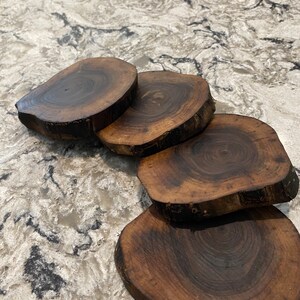 Black Walnut Wood Coasters, Rustic Wood, Wood Slices, Reclaimed Wood, Live Edge, Handmade, Upcycled Wood image 3