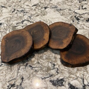 Black Walnut Wood Coasters, Rustic Wood, Wood Slices, Reclaimed Wood, Live Edge, Handmade, Upcycled Wood image 4
