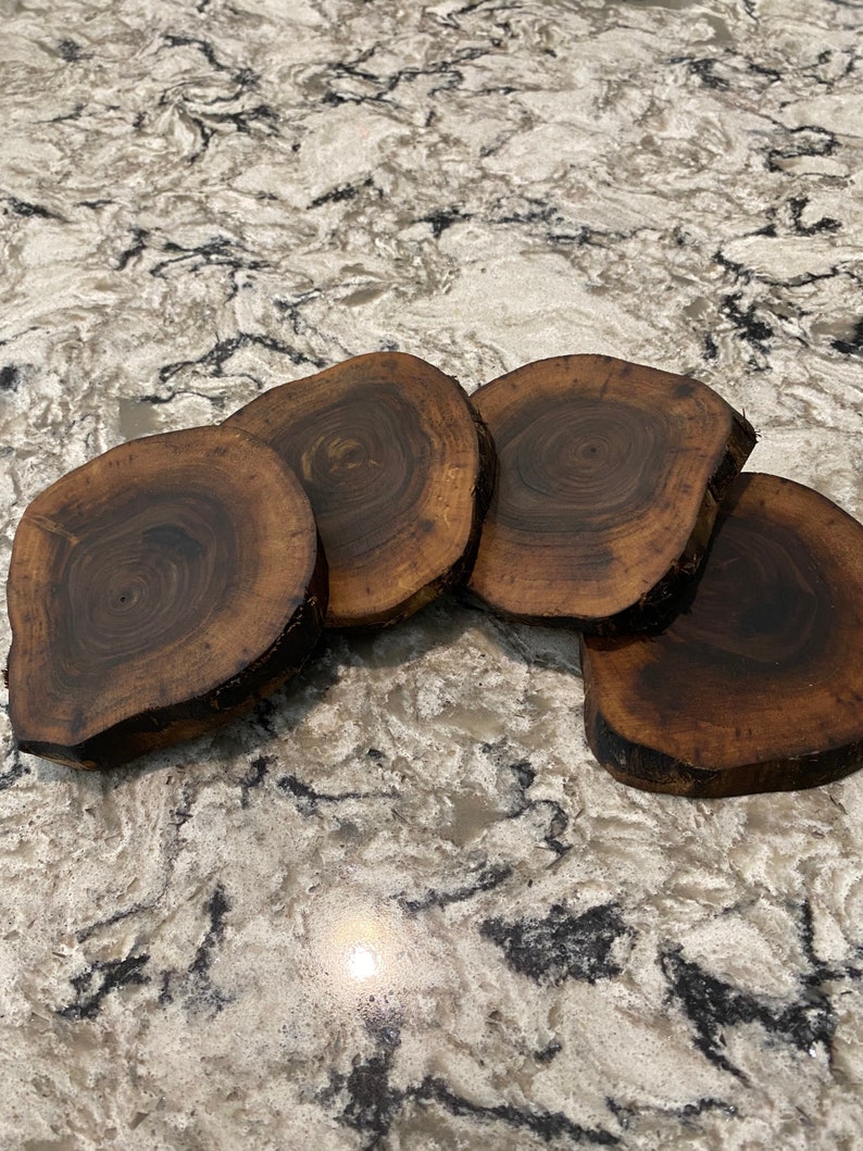 Black Walnut Wood Coasters, Rustic Wood, Wood Slices, Reclaimed Wood, Live Edge, Handmade, Upcycled Wood image 4