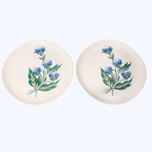 2 Crooksville Iva-Lure CELESTIAL Purple Clover 10” Dinner Plates Vintage 1940s
