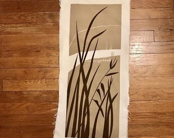 Marushka Screenprint Canvas Art 26” X 20” Lake Dock Grass MCM