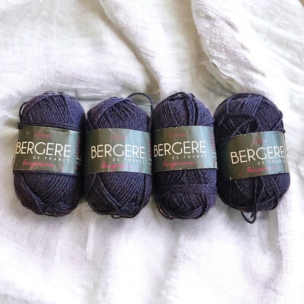 Bergere De France Bergereine Yarn DK Urbain Purple Wool Cotton 4 50g Skeins NOS discontinued