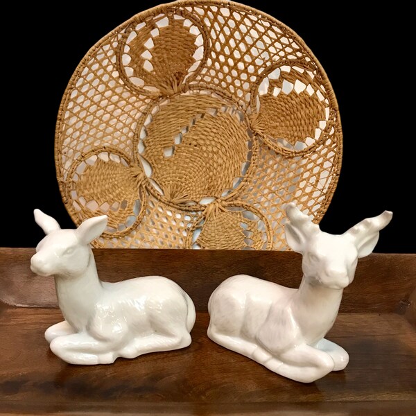 White Ceramic Deer Etsy